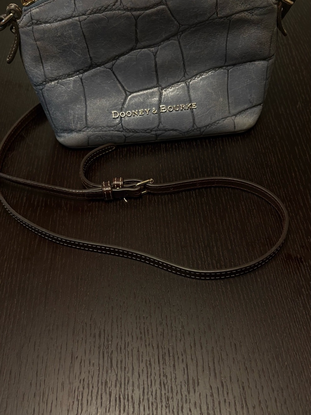 Dooney & Bourke Blue Croc-Embossed Leather Mini Crossbody